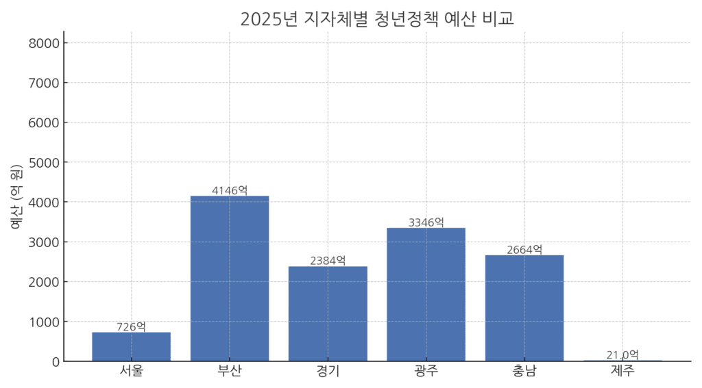 2025년 지자체별 청년정책 예산 비교