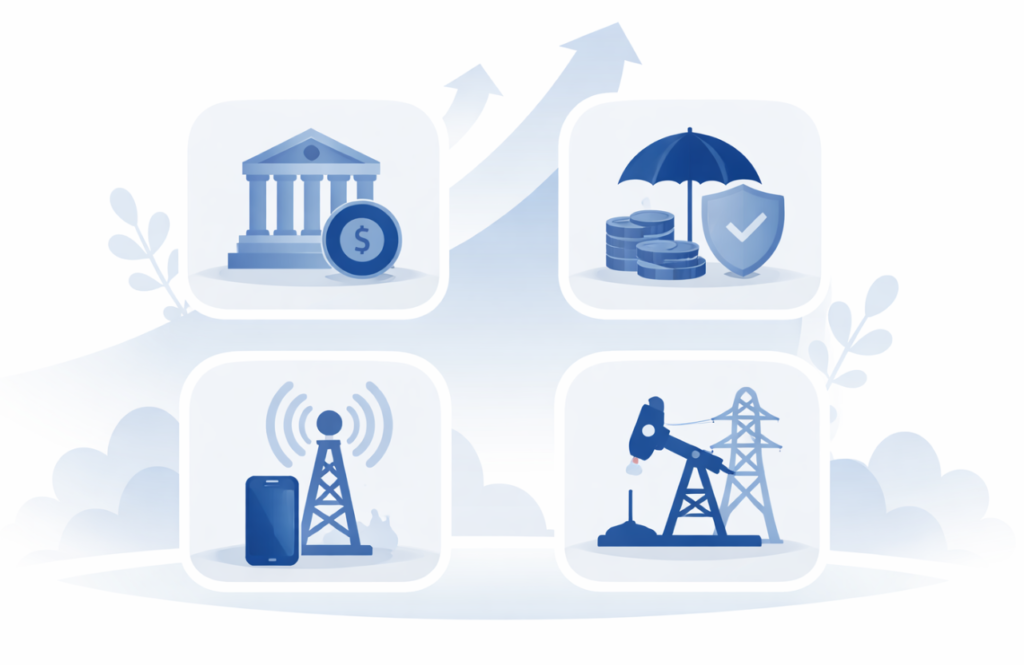 배당소득 분리과세 수혜가 기대되는 고배당 업종 일러스트