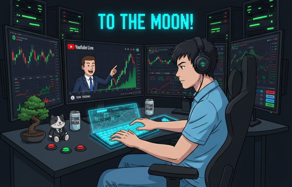 유튜브를 보며 주식투자를 하고 있는 사람