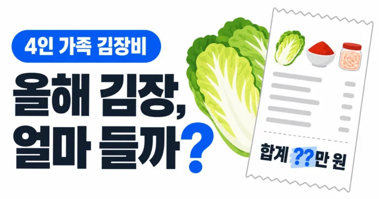 2026 김장비용, 4인 가족은 얼마 들까? 배추 20포기로 직접 계산해 봤습니다